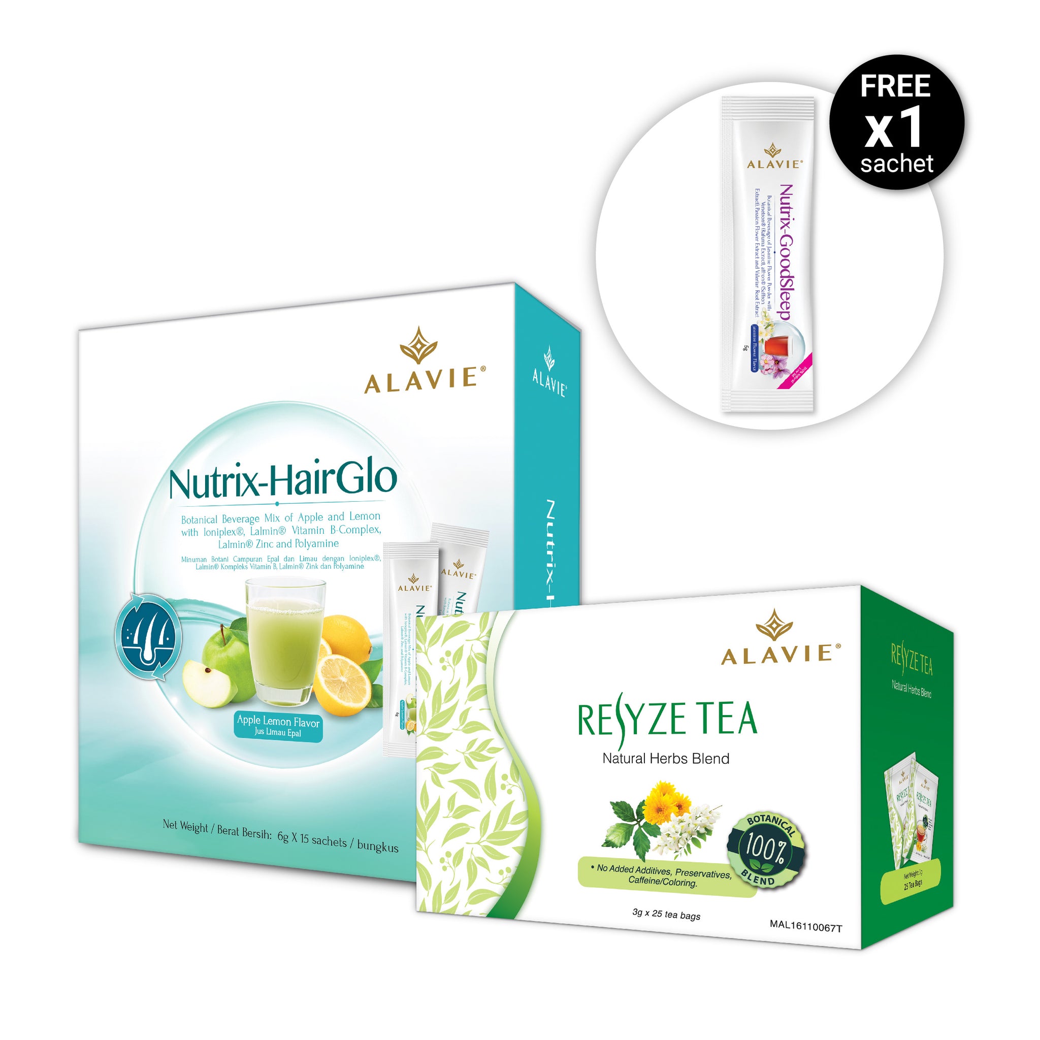 [Limited Bundle] ALAVIE Nutrix-HairGlo 15s + ALAVIE Resyze Tea 25s - AlavieHealth.com